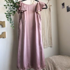 Mini Pink Silk Dress w/Open Back